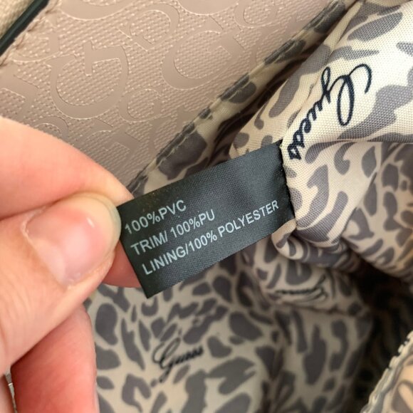GUESS PINK FAUX LEATHER 3-COMPARTMENT SHOULDER BAG WITH LEOPARD INTERIOR - Picture 13 of 13